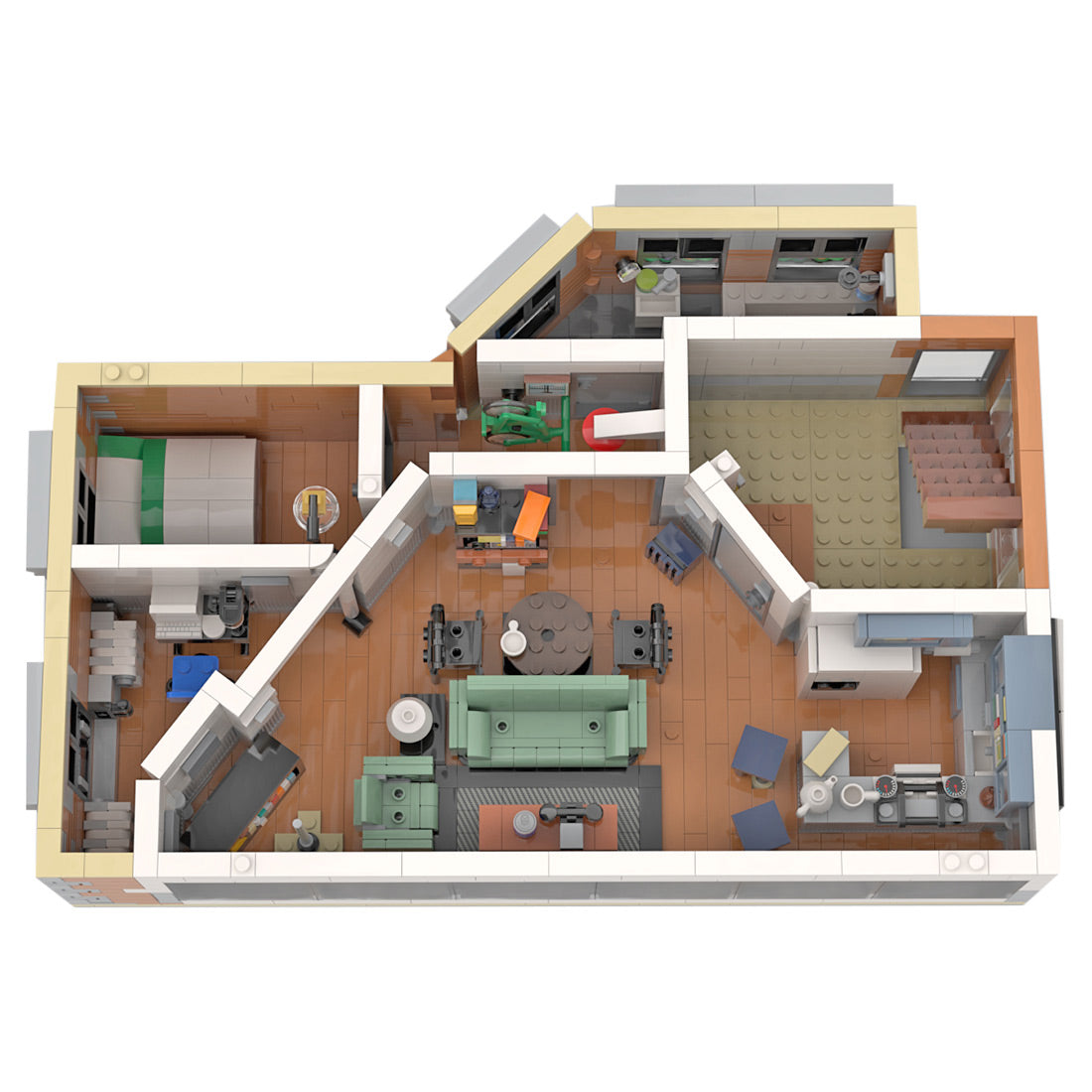 moc-83817 seinfeld apartment small particle building block model kit (1542pcs)