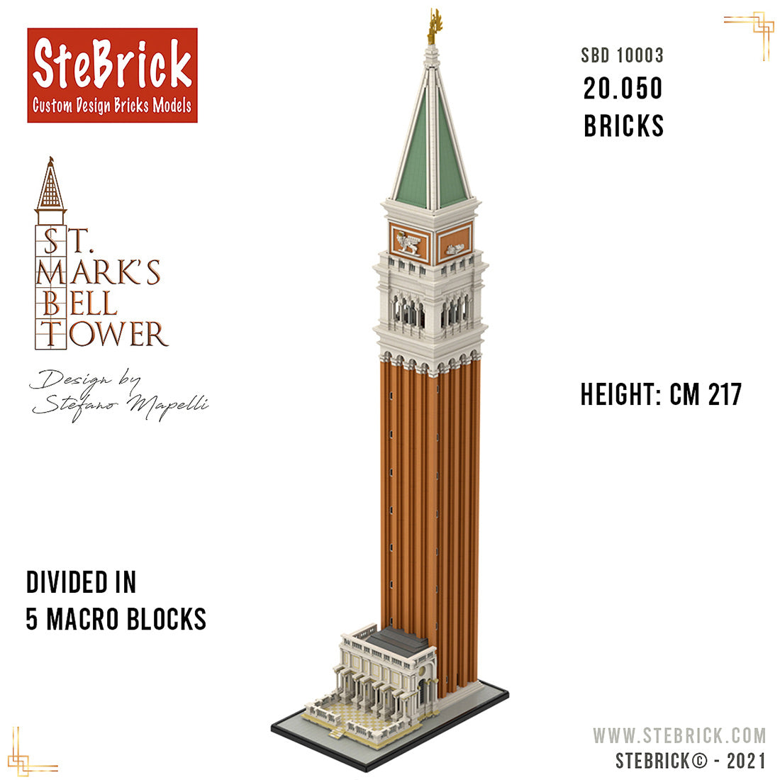 moc-99638 1/50 st-mark's bell tower building blocks set