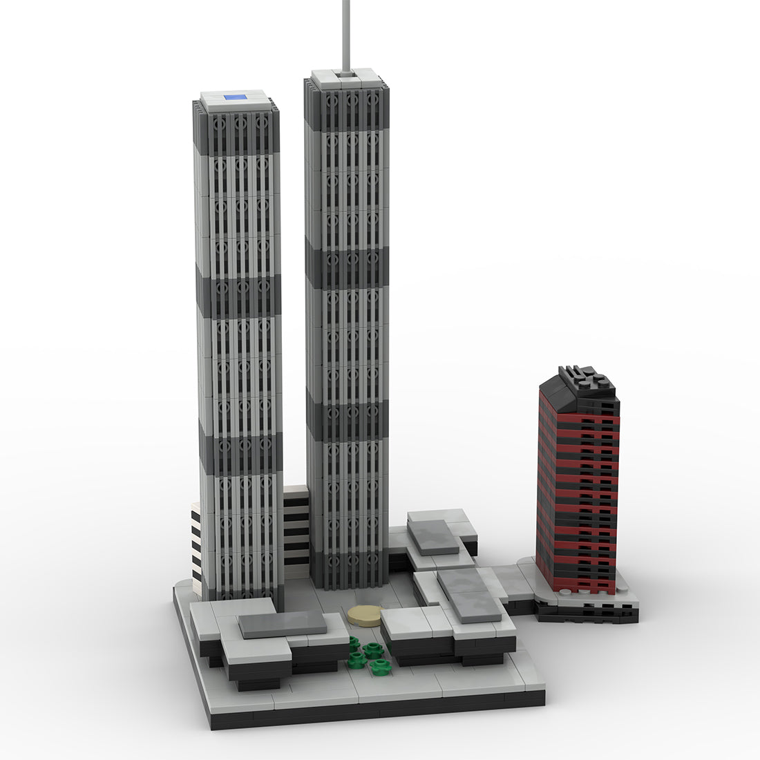 mocsage 1/2000 scale world trade center (1973-2001) micro parts building blocks set (982pcs)