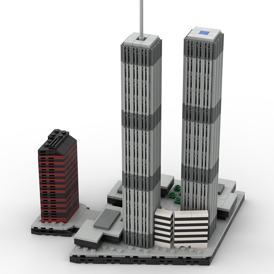 mocsage 1/2000 scale world trade center (1973-2001) micro parts building blocks set (982pcs)