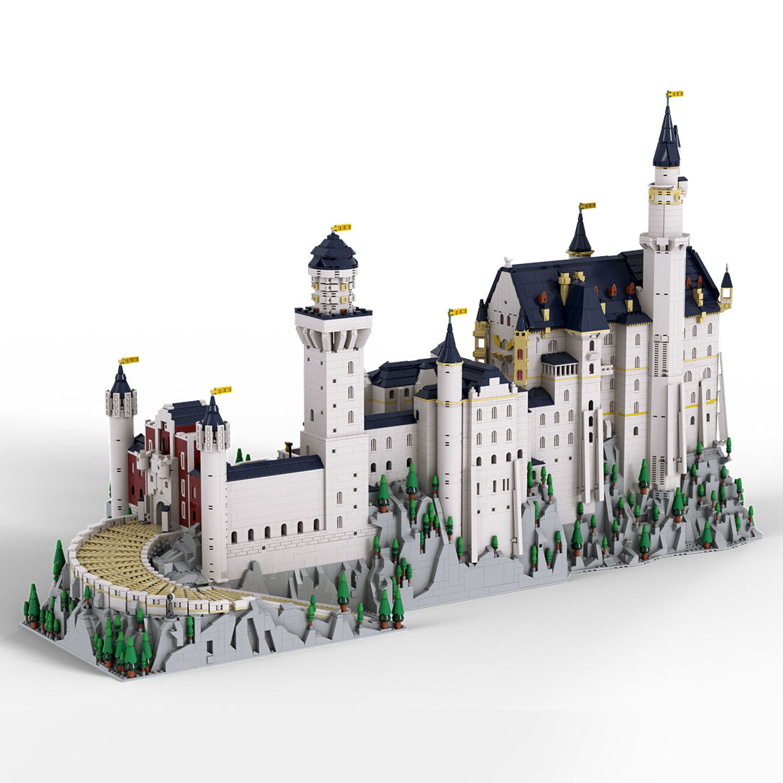 mocsage 1/350 scale german neuschwanstein castle architecture building blocks model (13028PCS)