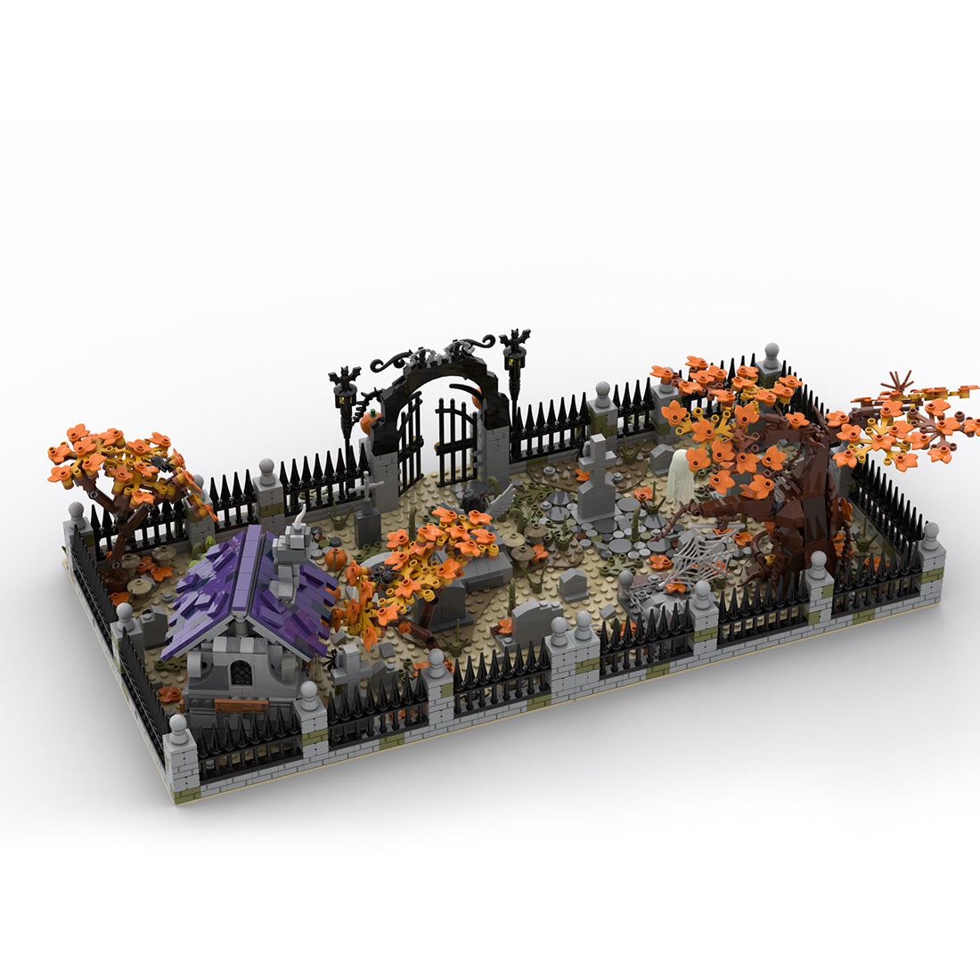 Haunted cemetery with witch's house building blocks