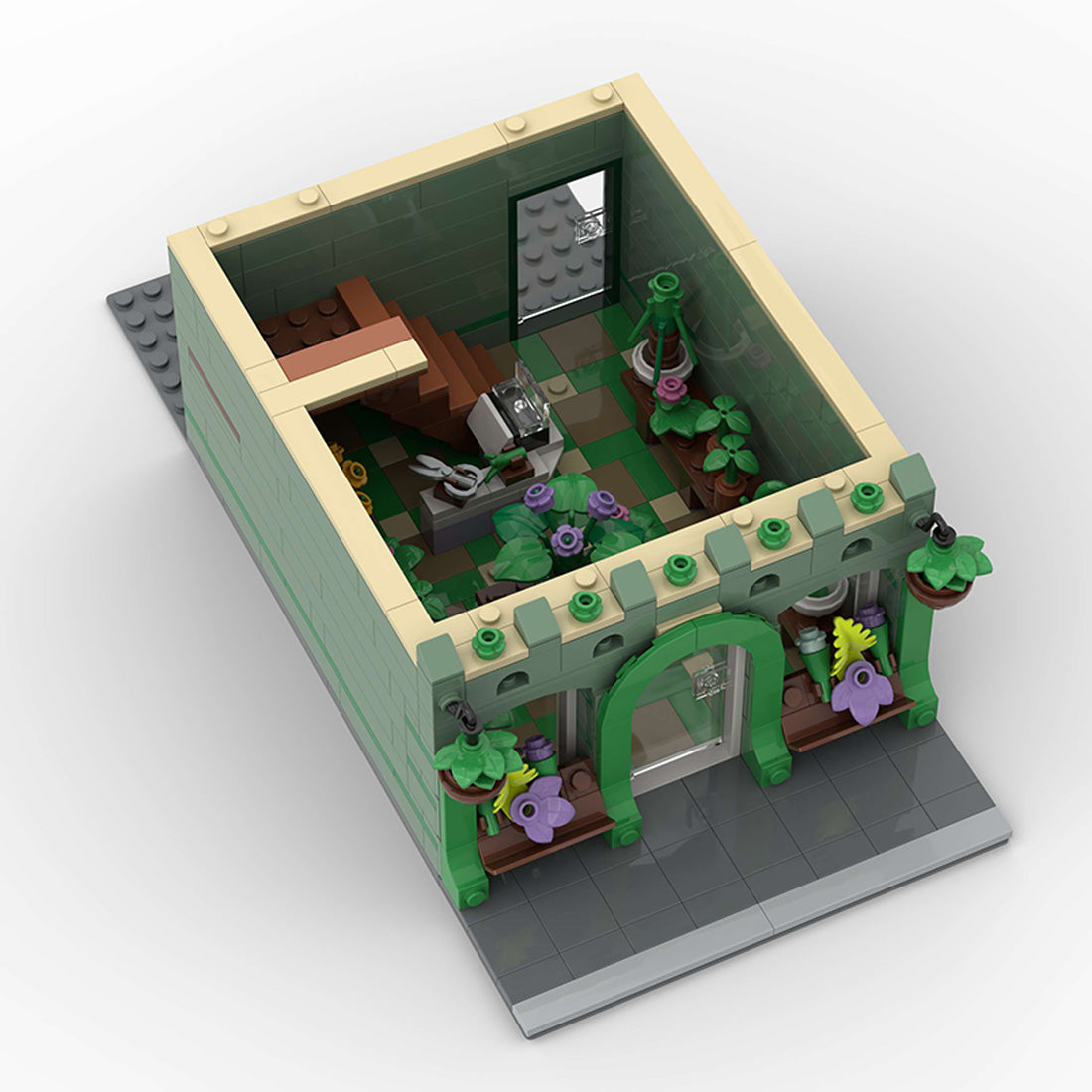MOC-209268 modular city flower shop with greenery
