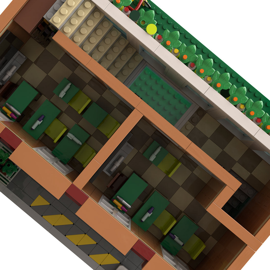 MOC school building blocks with detailed interior