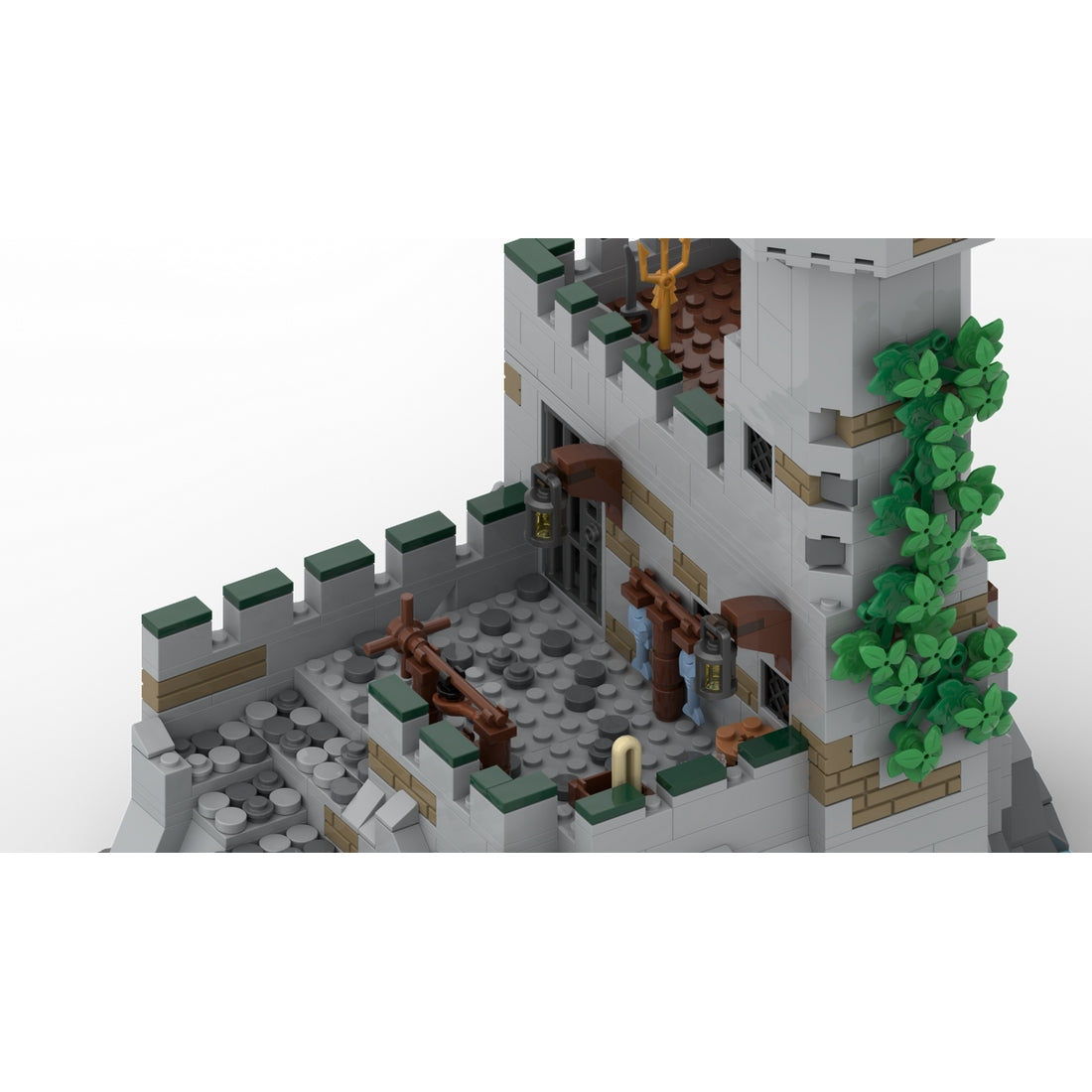 Medieval island prison with watchtower building blocks