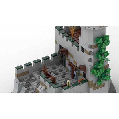 Medieval island prison with watchtower building blocks