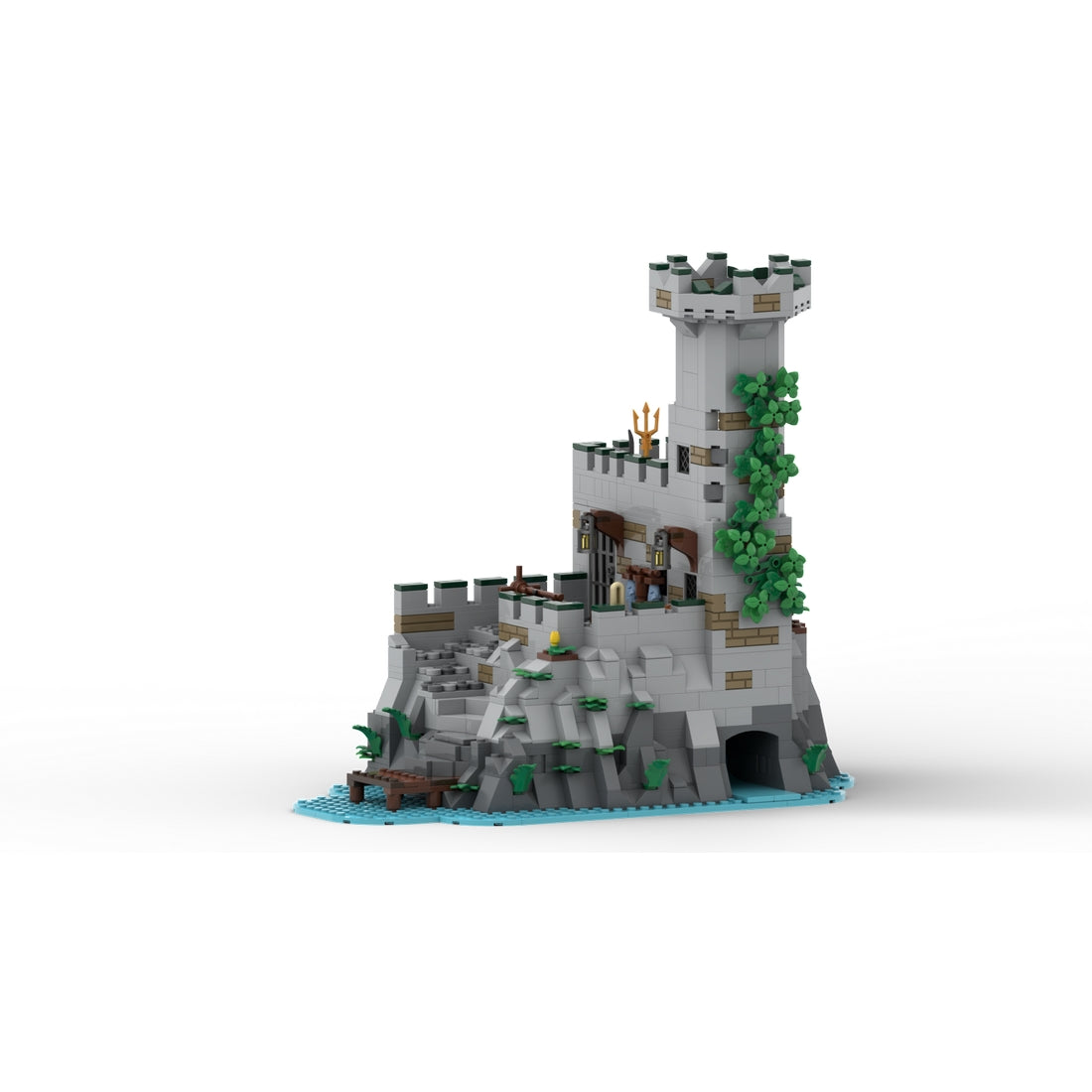 Medieval prison dock and pier building block scene