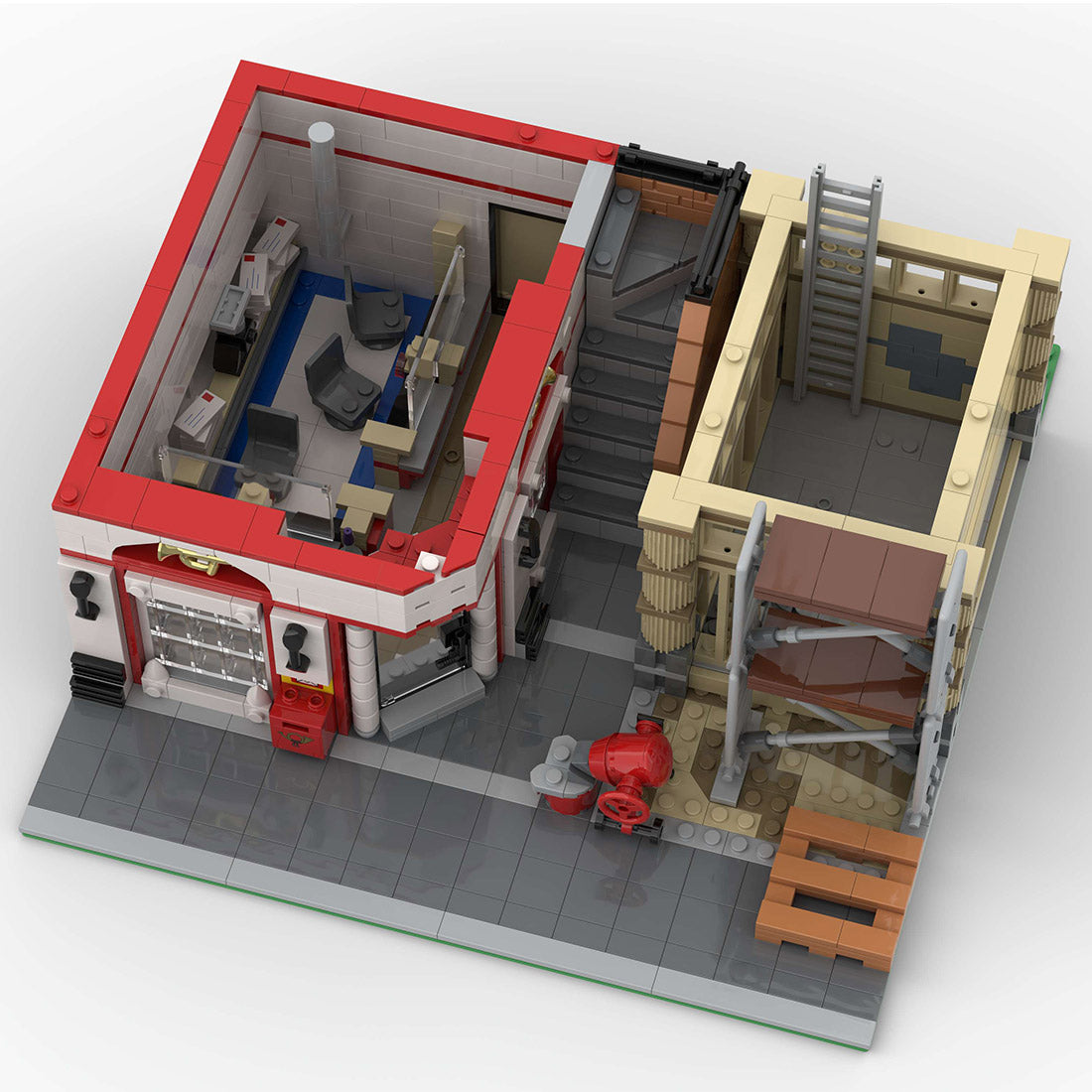 Post office manager office and postal counter building blocks