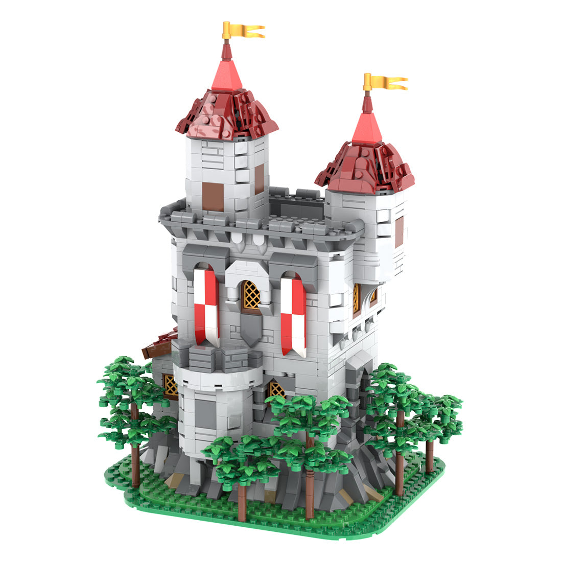 moc-238413 lion knights’ outpost building blocks set (1600pcs)