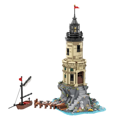 moc-253560 lighthouse rock - seaside harbor castle building blocks set(1647PCS)