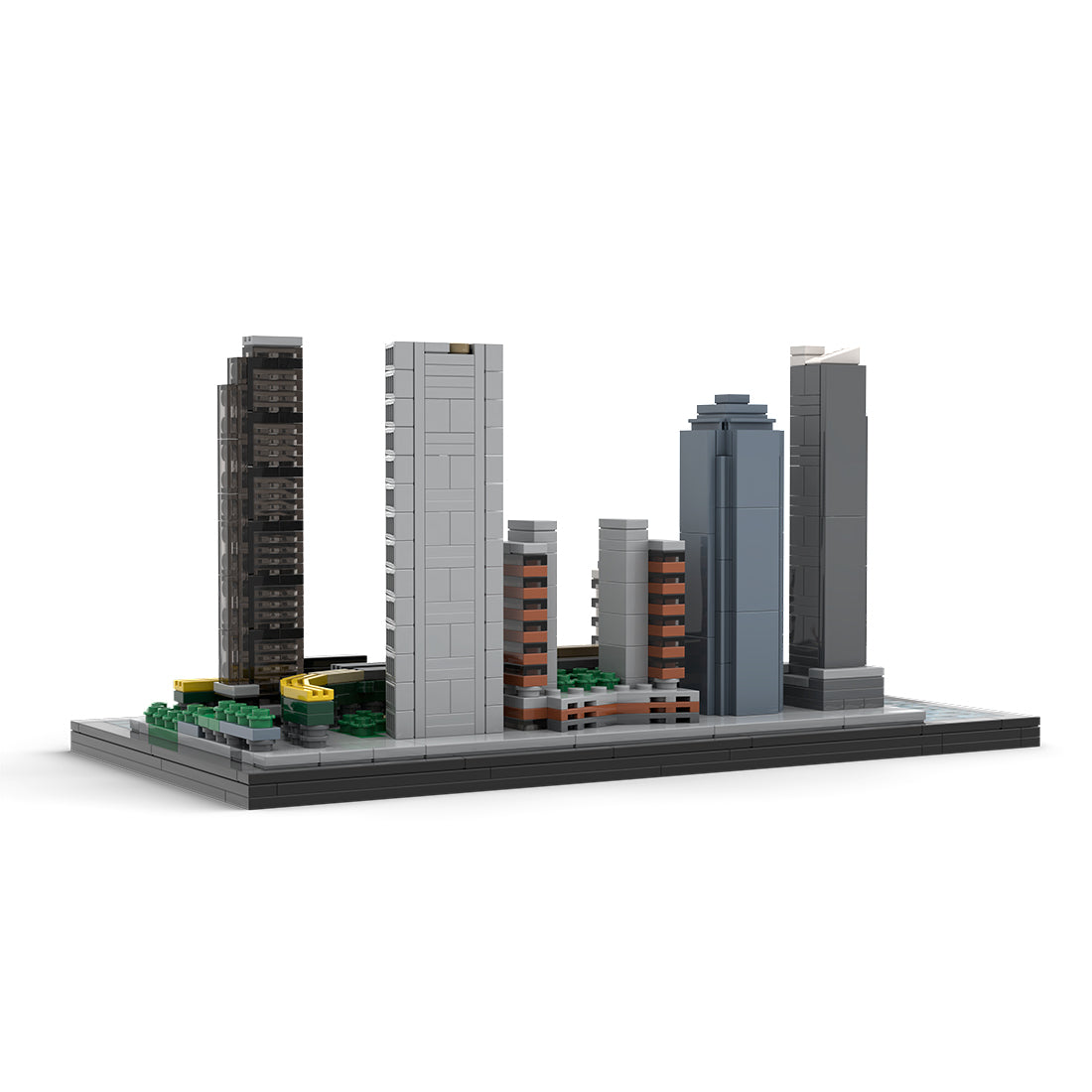 moc-166240 1/2000 scale modern american city skyline building blocks set (907pcs)