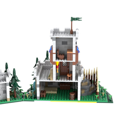 moc-228153 medieval outpost tower building block set(1606pcs)
