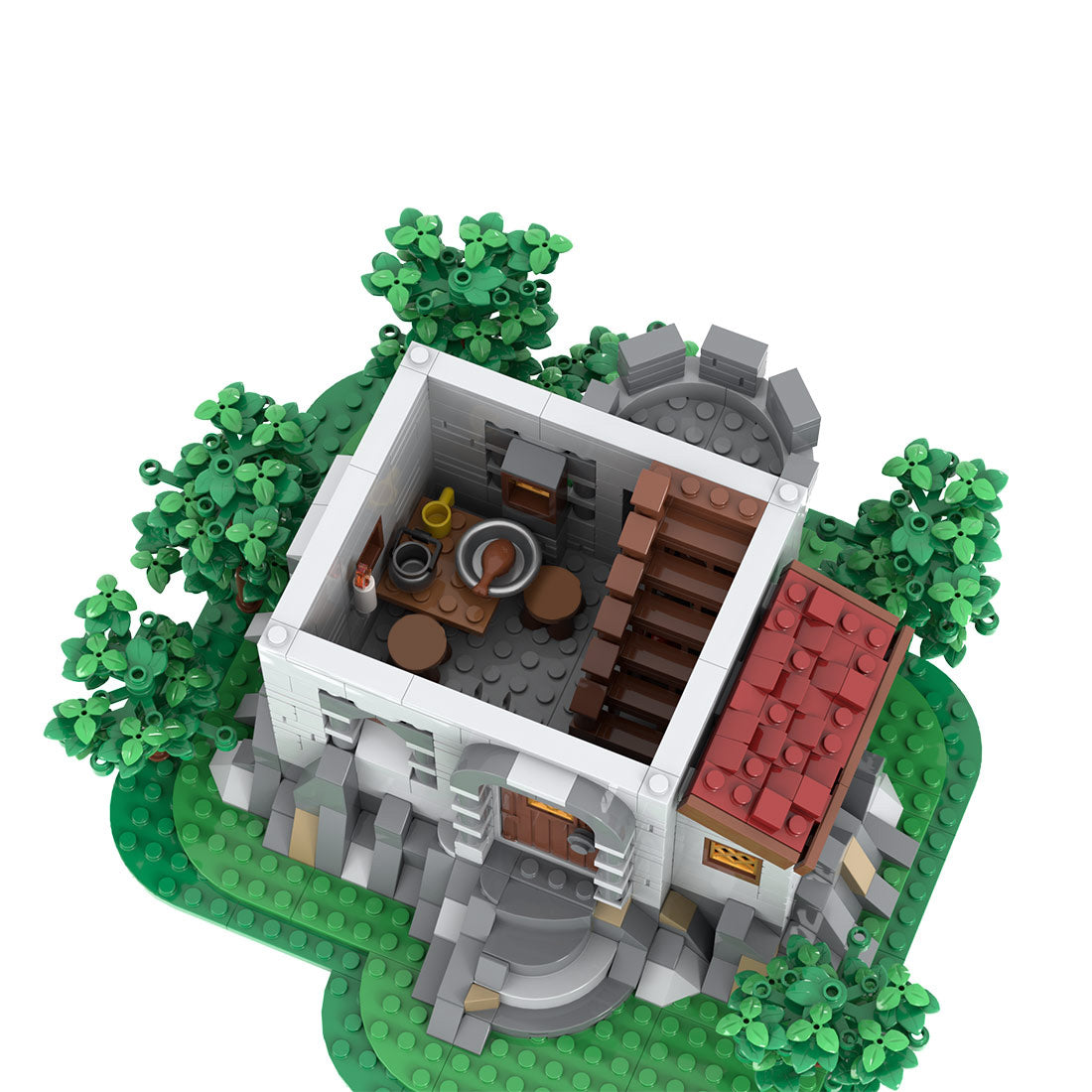 moc-238413 lion knights’ outpost building blocks set (1600pcs)