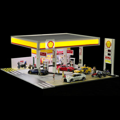 1/64 Scale Shell Gas Station Diorama Building Scene Model