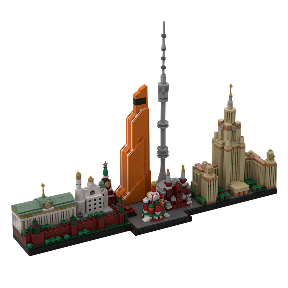 moc-193781 1/2000 scale moscow city skyline street scene building blocks  set (1229pcs)