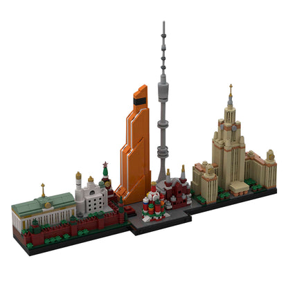 moc-193781 1/2000 scale moscow city skyline street scene building blocks  set (1229pcs)
