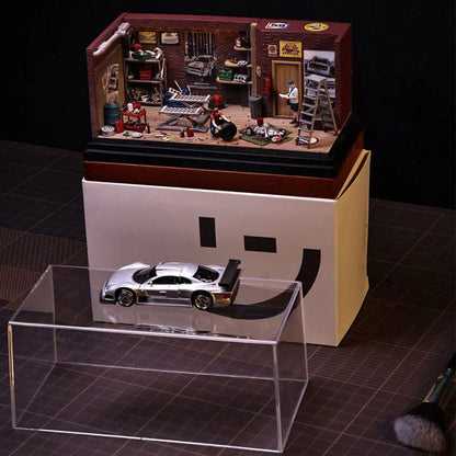 1/64 Scale Auto Repair Garage Diorama with LED Lighting