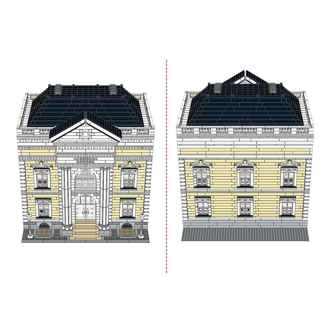 Griechische Revival-Bibliotheksmodell Architektonische Straßenszenen-Bausteine von Soar Brick