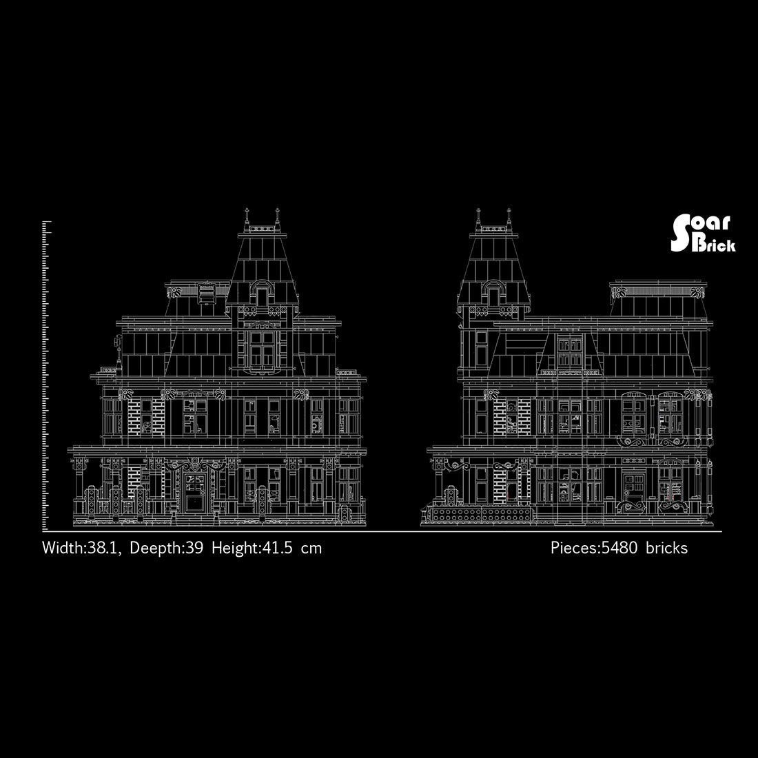 gothic victorian mansion european villa building blocks (5528pcs)