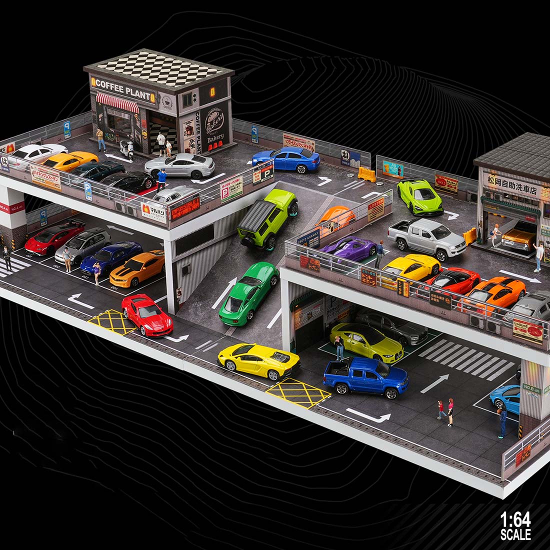 1/64 scale parking garage car wash diorama building scene model
