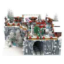 christmas winter village building blocks set snow mountain holiday market scene