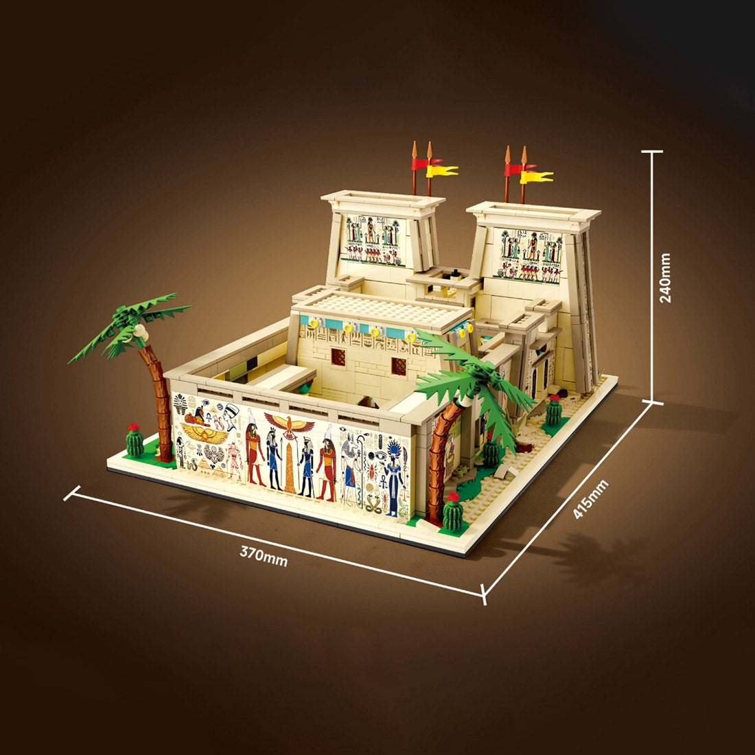 ancient egyptian temple building set with dual tower entrance