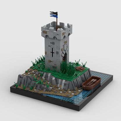 medieval coastal watchtower building blocks set (2093pcs)