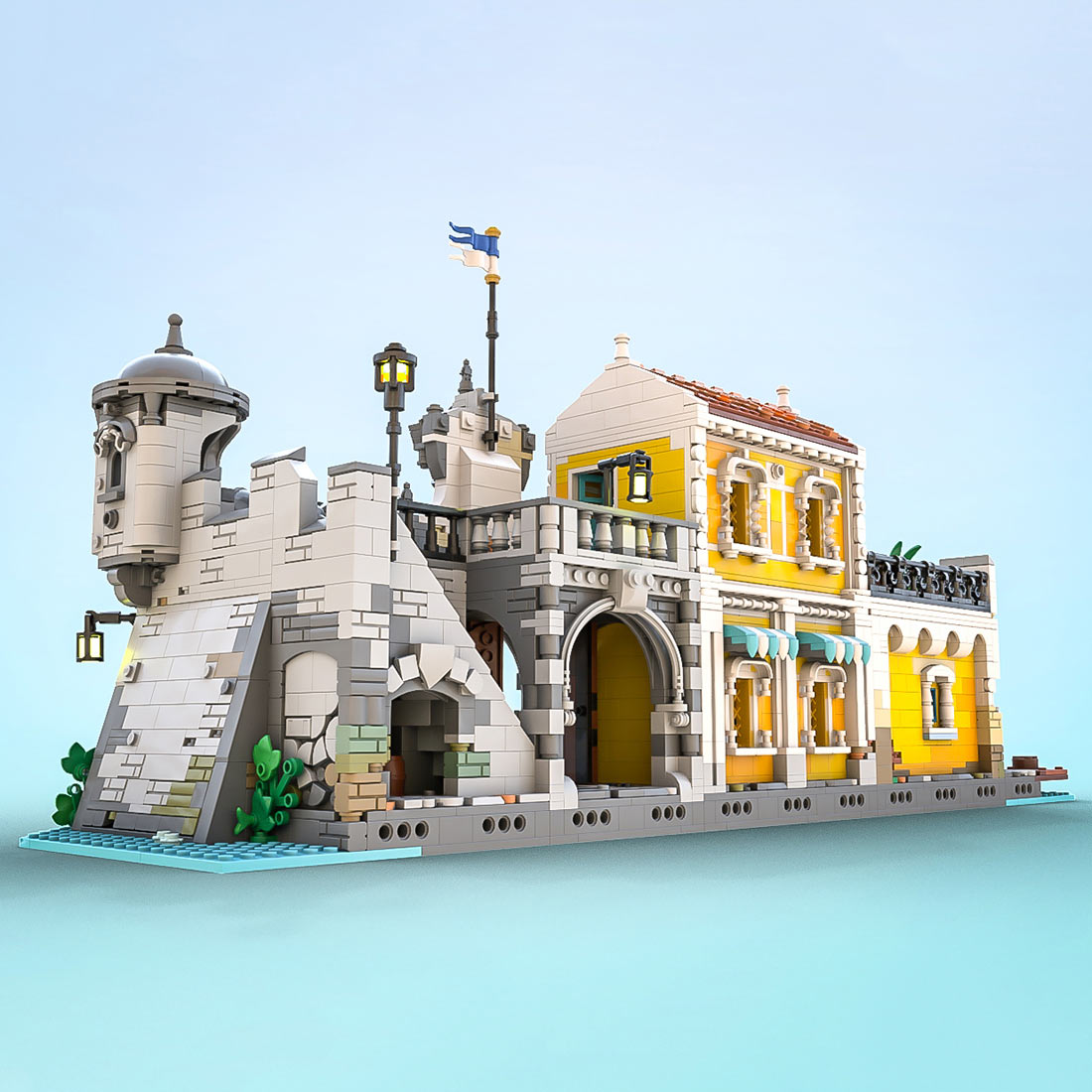 moc-108172 medieval pirate themed town building block sets (3897pcs)