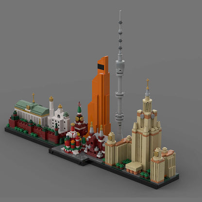 moc-193781 1/2000 scale moscow city skyline street scene building blocks  set (1229pcs)