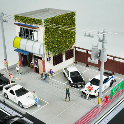 1/64 Scale Tofu Shop Diorama Building Scene Model with Parking Area