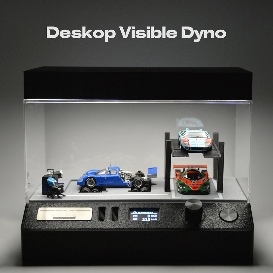 1/64 Scale Miniature Dynamic Garage Diorama Display Stand with LED Vehicle Test Bench