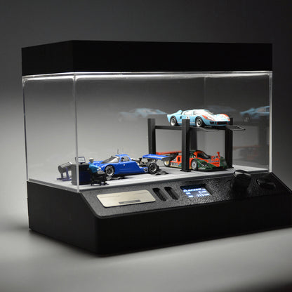 1/64 Scale Miniature Dynamic Garage Diorama Display Stand with LED Vehicle Test Bench