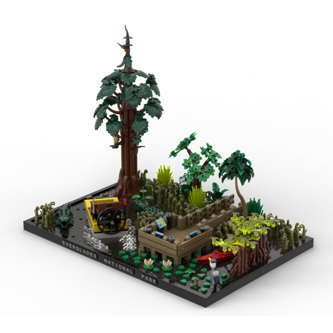 brick kaiser everglades diorama nature building kit marshland wildlife habitat scene top view