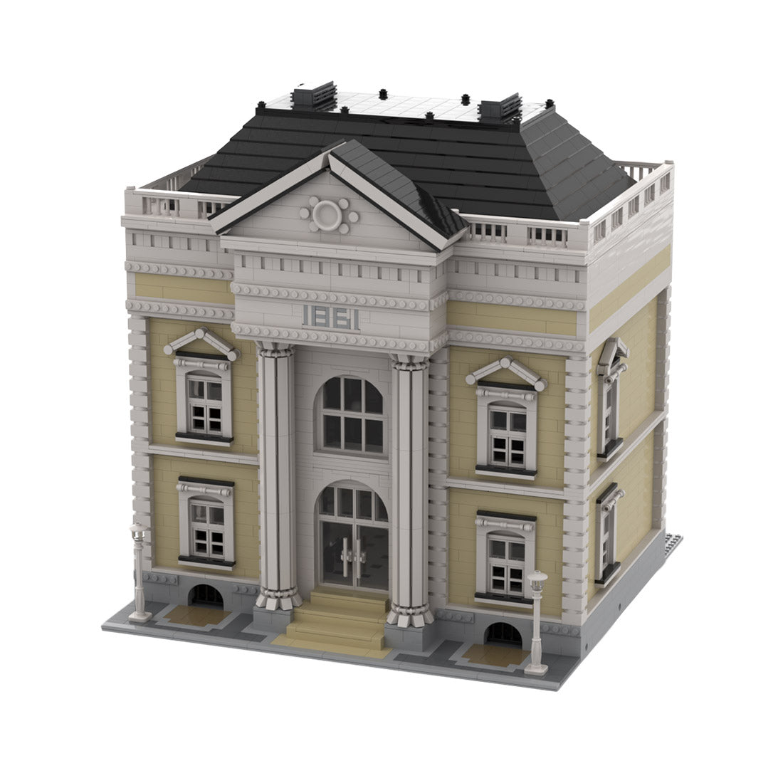 greek revival library model architectural street scene building blocks