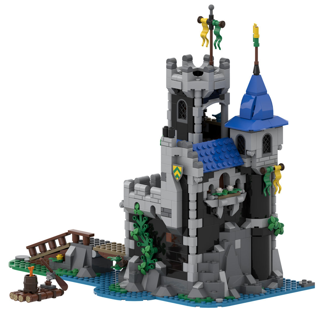 moc-148389 medieval lakeside county fortress building block set (933pcs)
