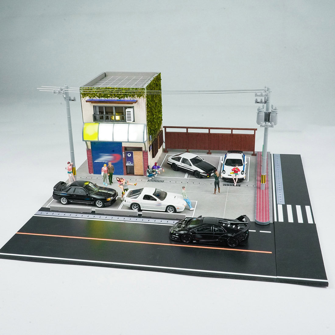 1/64 Scale Tofu Shop Diorama Building Scene Model with Parking Area