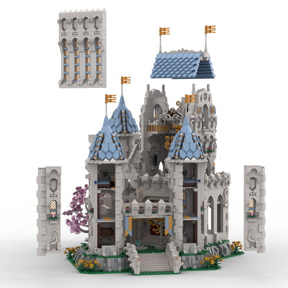 medieval ivory fantasy castle building blocks set(8027pcs)