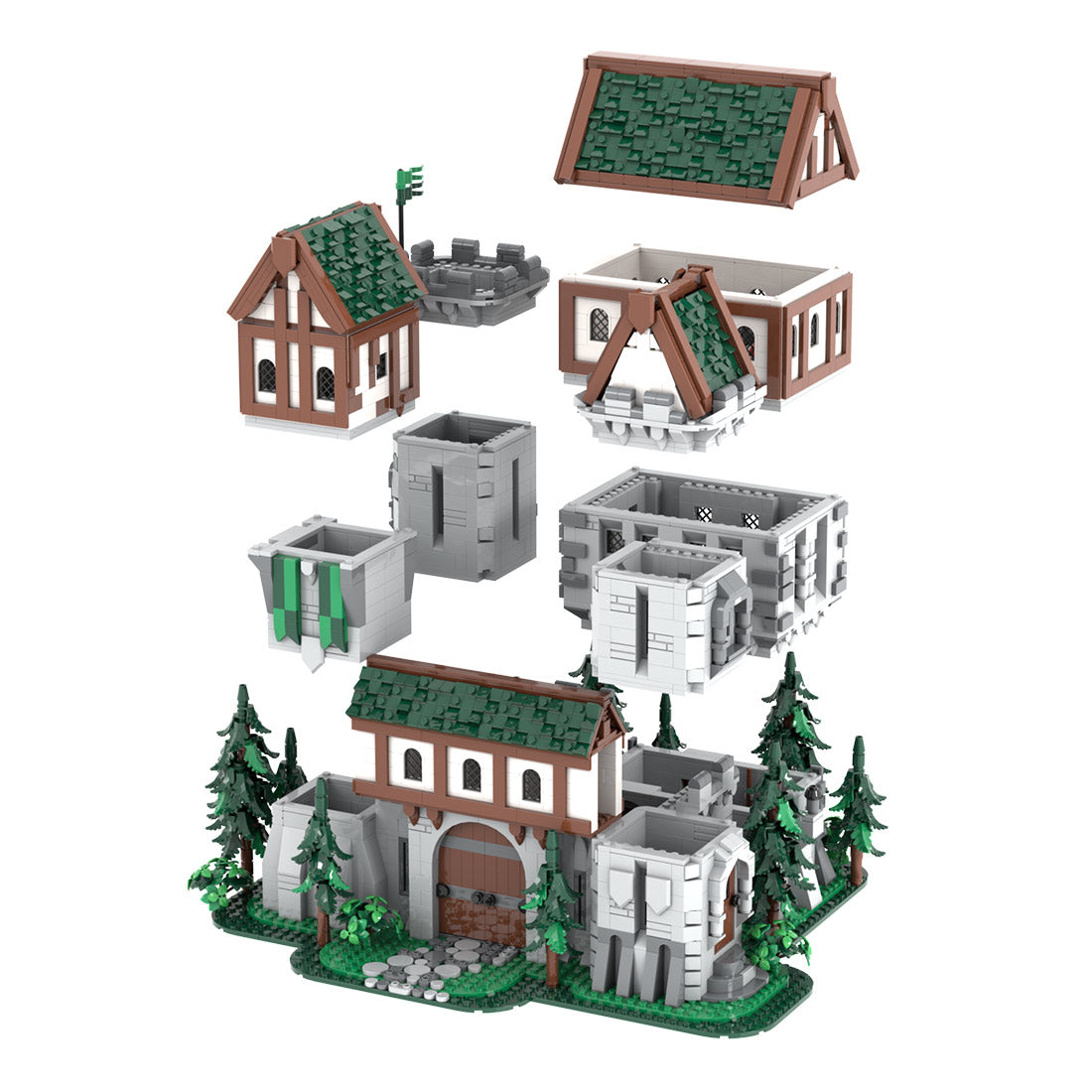 moc-241818 green dragon knights’ castle building blocks set (4862pcs)