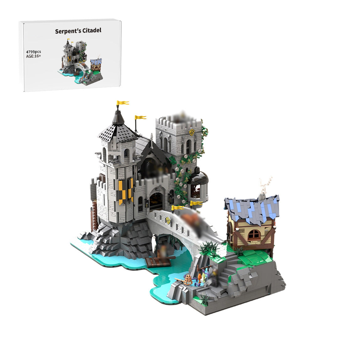 moc-241720 medieval serpent’s citadel building block set (4799pcs)