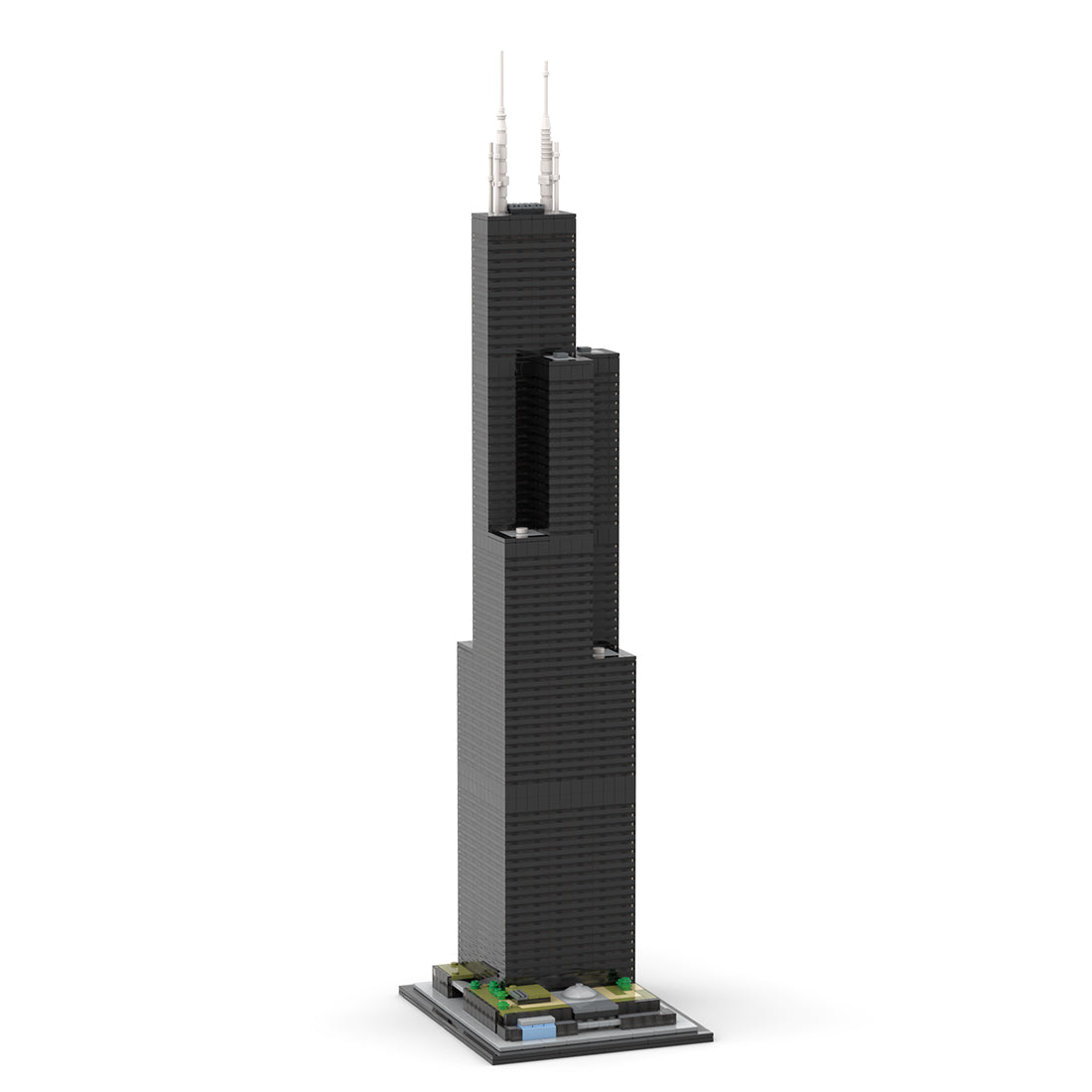 moc-127024 1/800 scale iconic chicago landmark street scene building blocks set (2845pcs)
