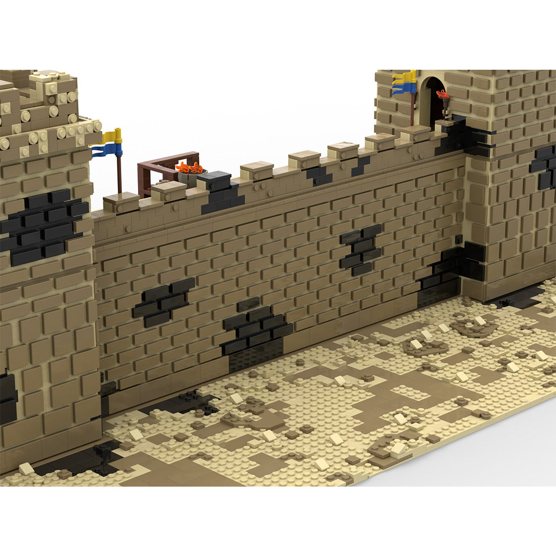 detailed medieval fortress and city walls
