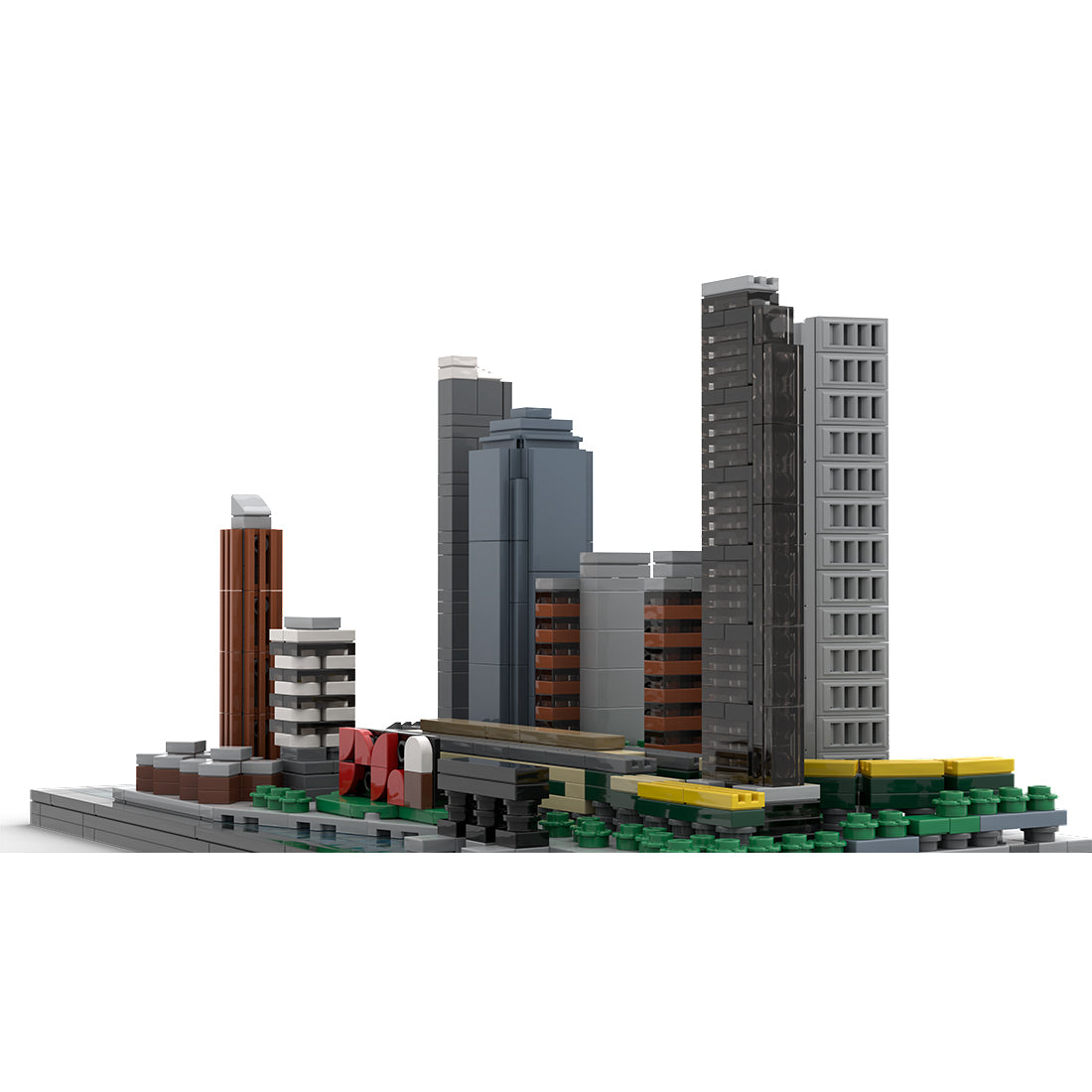 moc-166240 1/2000 scale modern american city skyline building blocks set (907pcs)