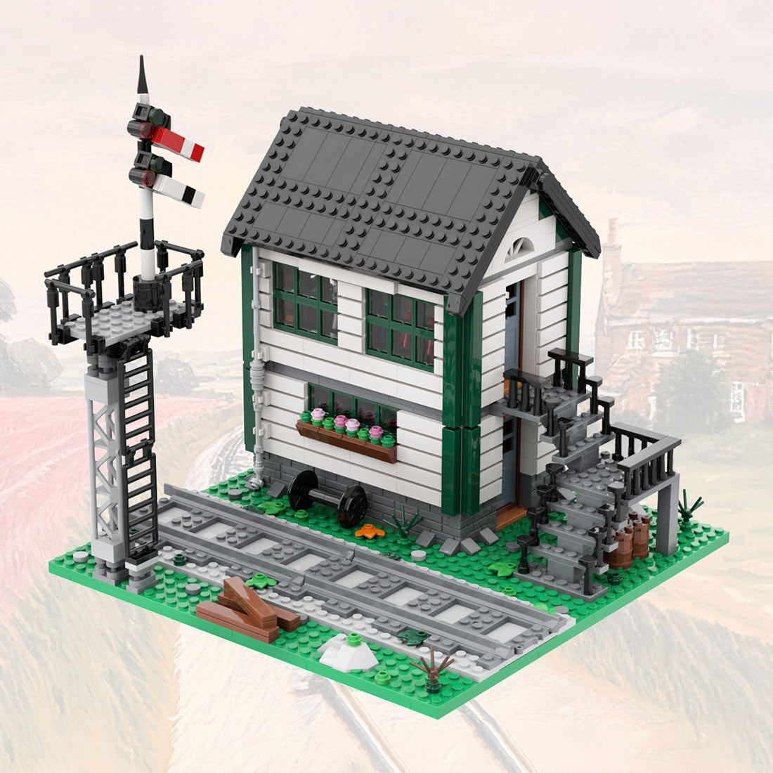 moc-240636  signal box house building blocks set(1327pcs)