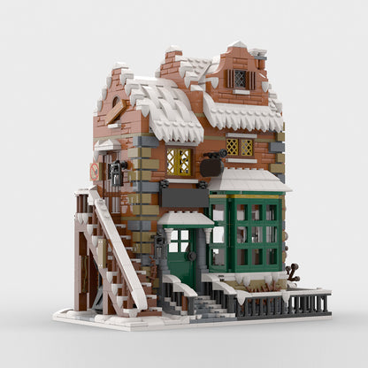 moc-228435 winter modular building blocks christmas snow street scene model set (1841pcs)