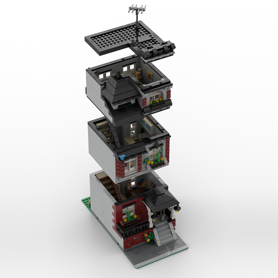 modular townhouse building blocks set (1584pcs) by kros