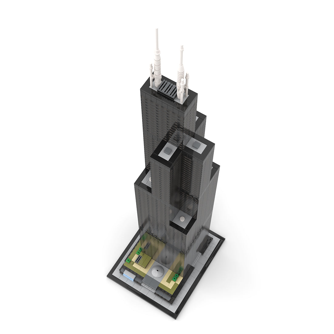 moc-127024 1/800 scale iconic chicago landmark street scene building blocks set (2845pcs)