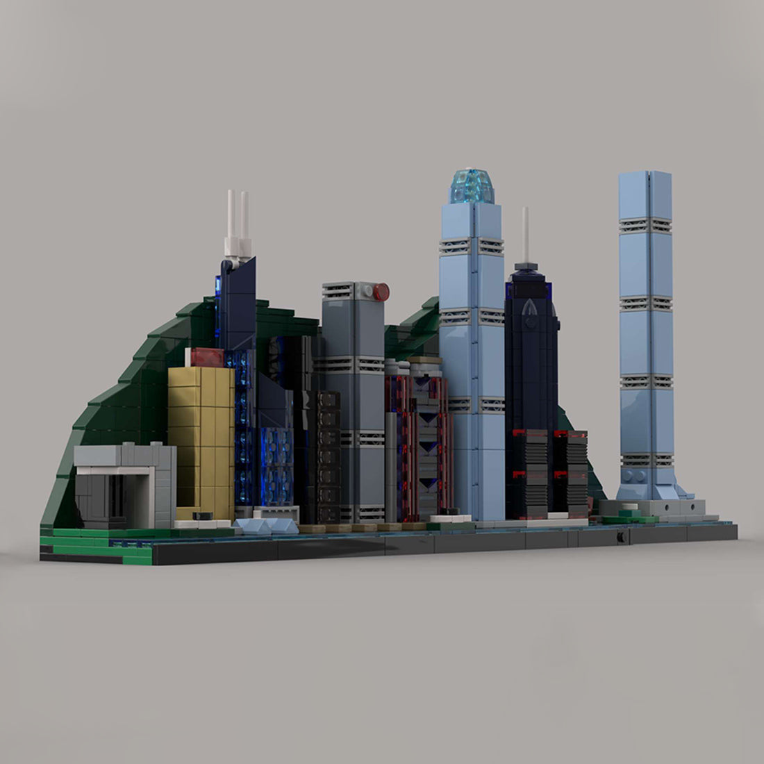 street scene moc hongkong city skyline building blocks set(1101pcs)