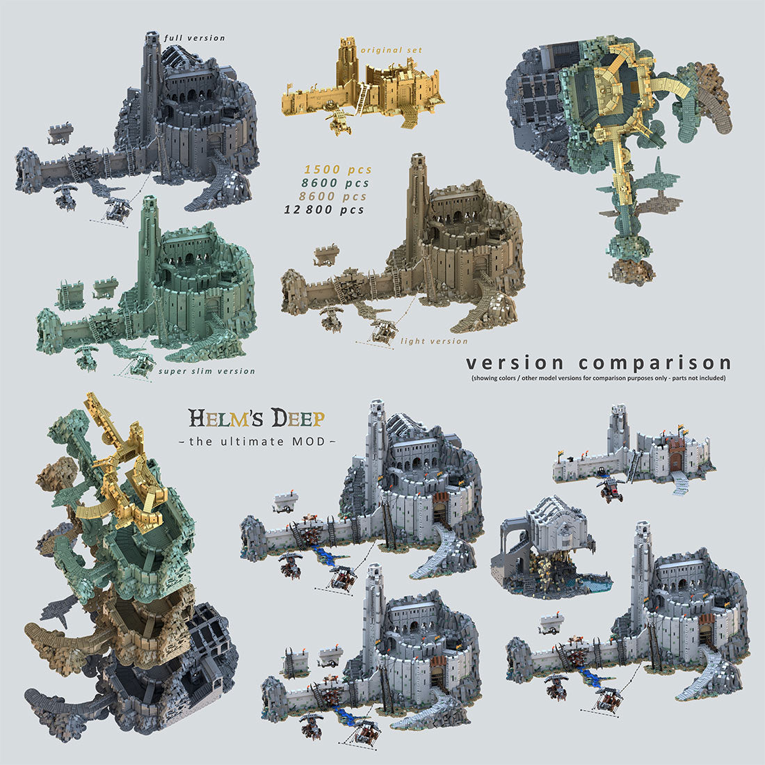 moc-228790 medieval sci-fi film fortress valley scene helms deep building blocks set(12807pcs)