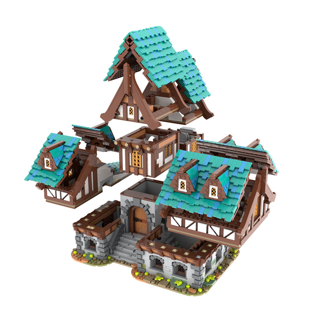 moc-235629 drunken dragon medieval tavern building blocks set(5173pcs)