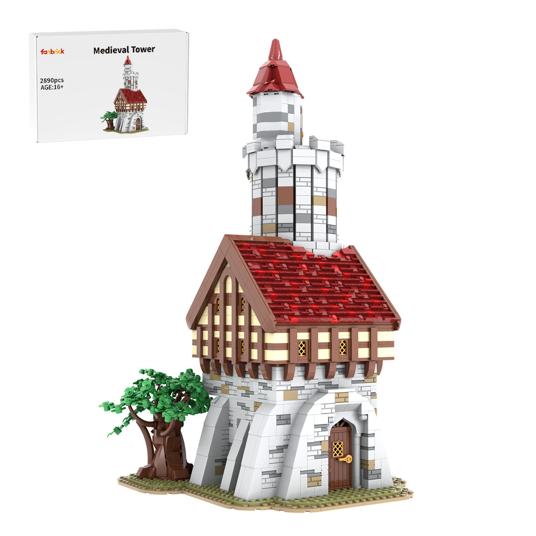moc-212258 medieval tower building blocks set (2890pcs)